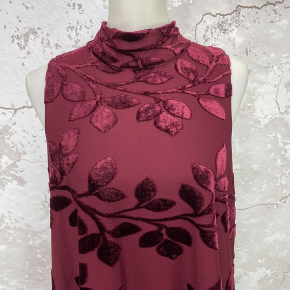 Adrienne Vittadini Burgundy Velvet Sleeveless Dress M NWT - Picture 2 of 10